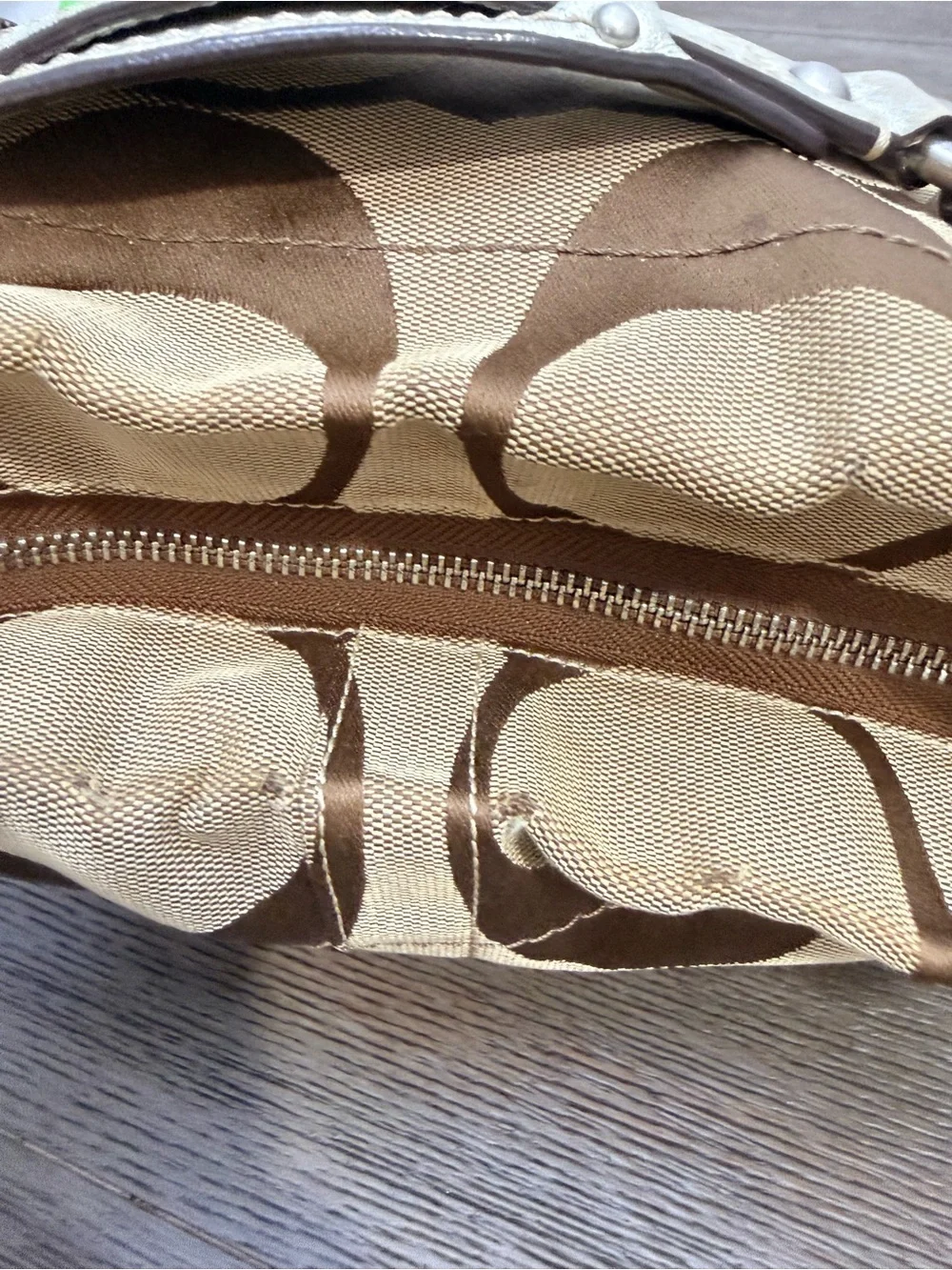 Coach Canvas Shoulder Bag in Brown and Tan Signature Print